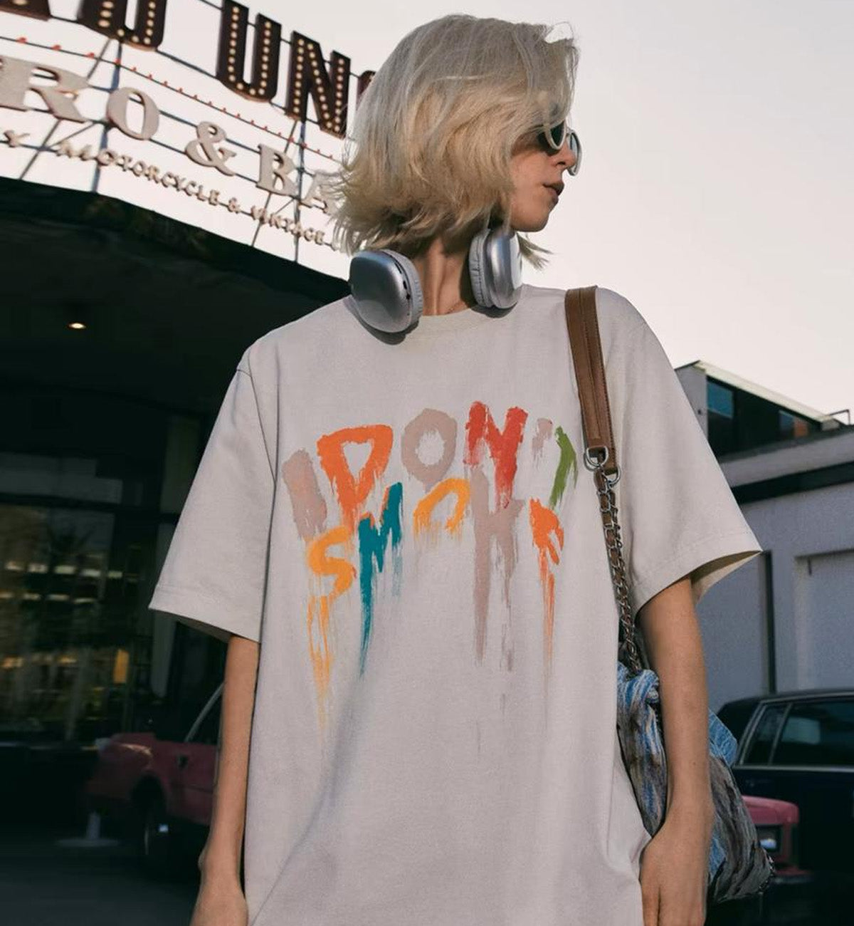 I Don't Smoke Paint Smudge Logo T-Shirt (White)