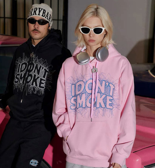 I Don't Smoke Embroidery Logo Hoodie (Pink)