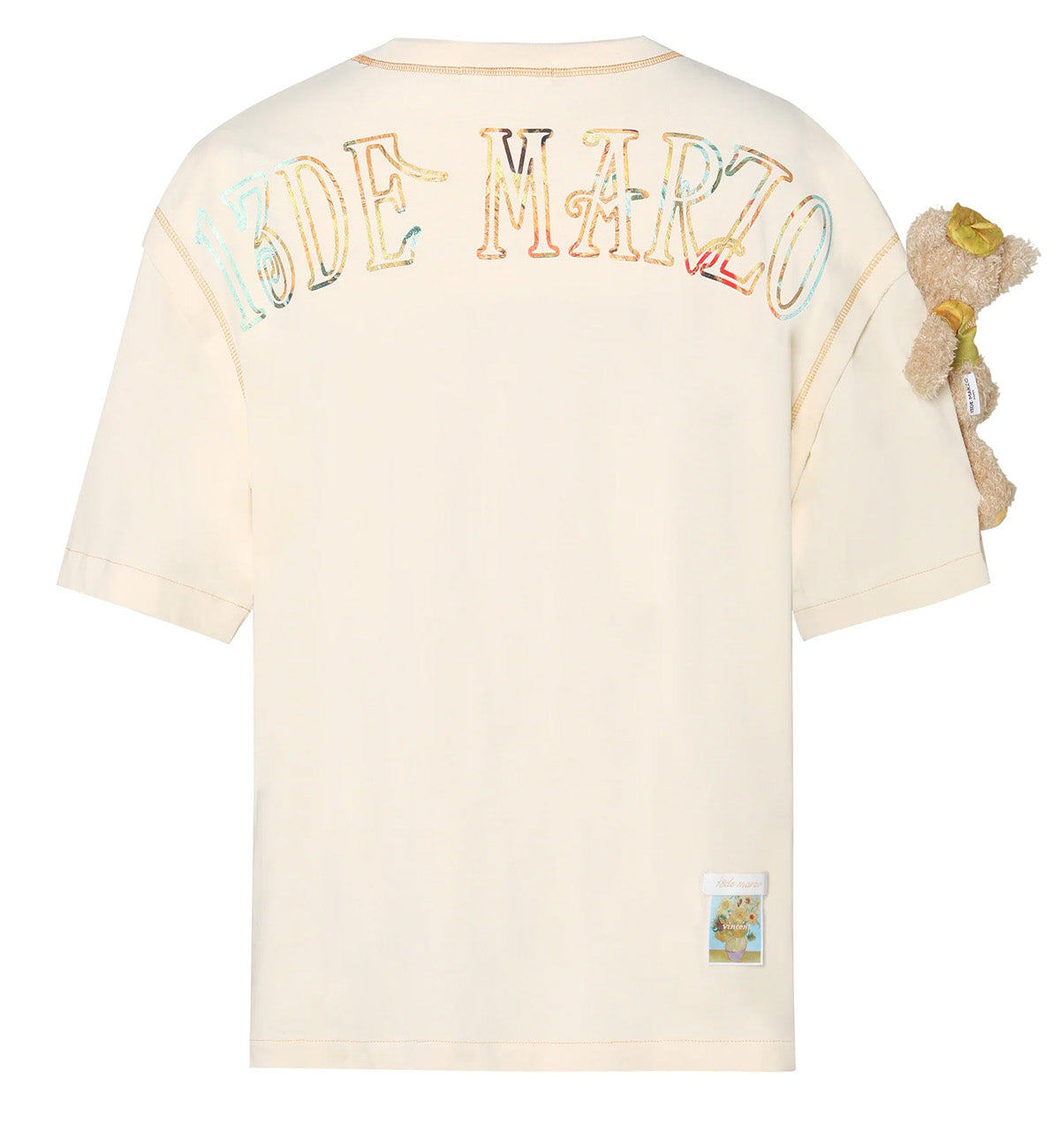 13DE MARZO Shoulder Palda Bear Van Gogh T-Shirt (Beige)