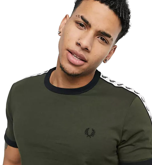 Fred Perry Taped Ringer Tee - Olive Green