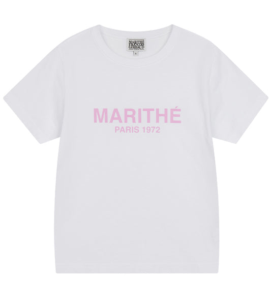 Marithe W Regular Logo T-Shirt (White Pink)