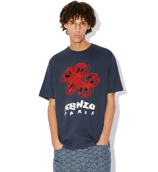 Kenzo Drawn Boke Flower T-Shirt (Navy)