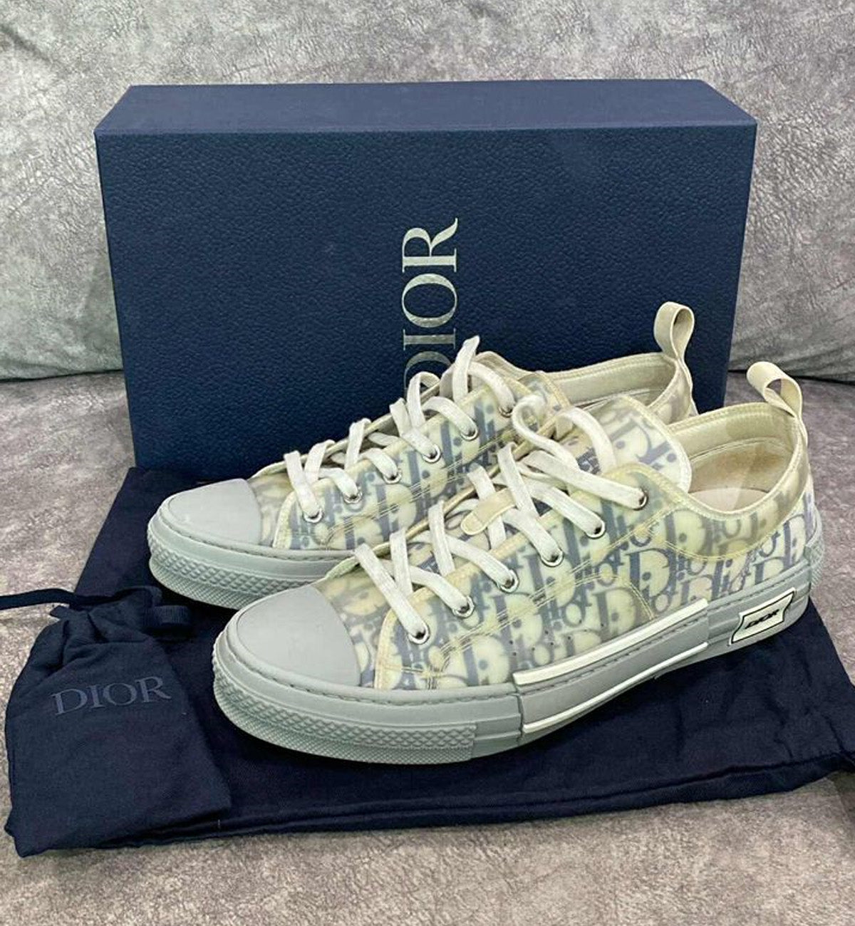 [Pre-Used] Dior B23 Low Oblique Grey Navy Sneaker