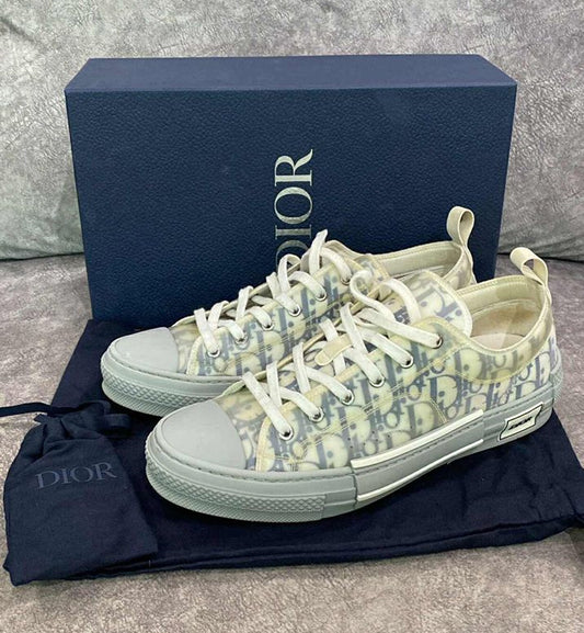 [Pre-Used] Dior B23 Low Oblique Grey Navy Sneaker