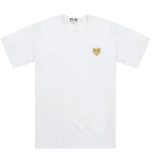 CDG Play Gold Heart T-Shirt (White)