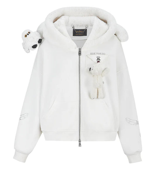 13DE MARZO x Harry Potter Hedwig Hogwarts Offer Bear Hoodie (White)