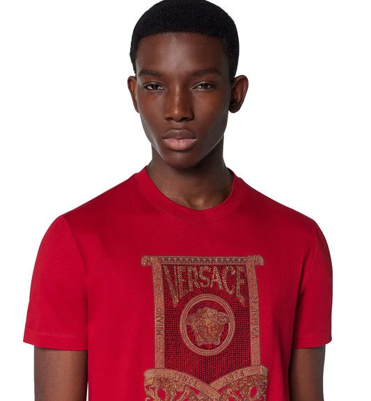 Versace Crystal Architectural Baroque T-Shirt (Red)