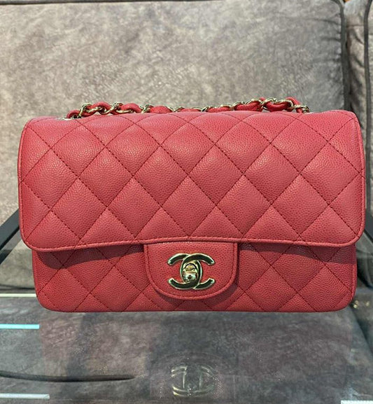 [Pre-Used] Chanel Bag Caviar Pink Mini Rectangular Flap