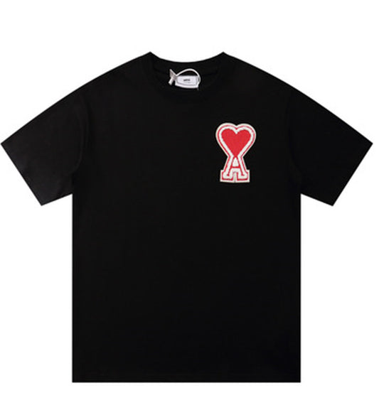 Ami de Coeur Outline Heart T-shirt (Black Red)