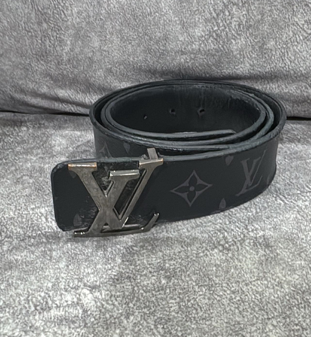 [Pre-Used] LV Belt Monogram Eclipse with Silver Buckle