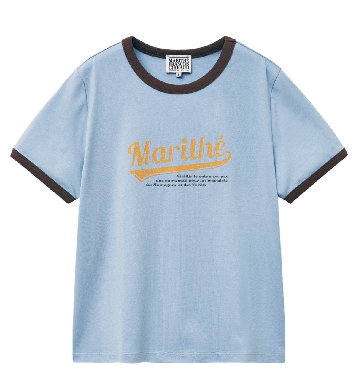 Marithe Vintage Baseball Ringer T-Shirt (Sky Blue)