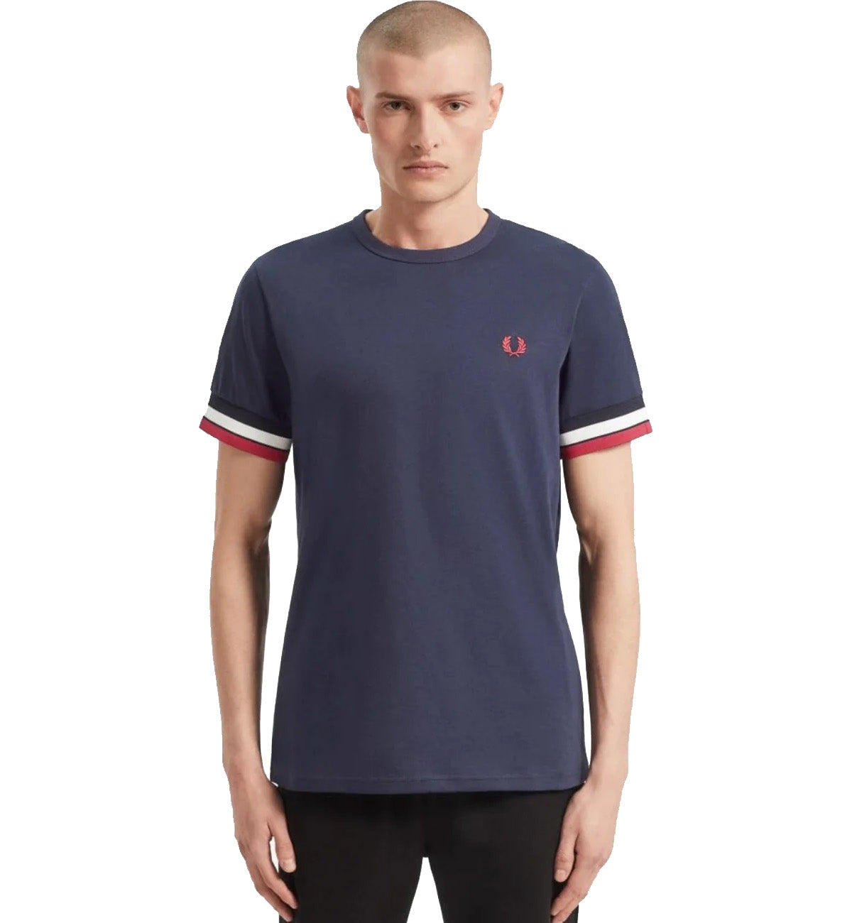 Fred Perry Navy Shirt with White Red Stripe T-Shirt