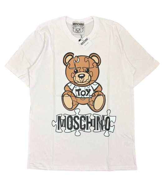 Moschino Bear Puzzle High Mirror Printed T-Shirt (White)