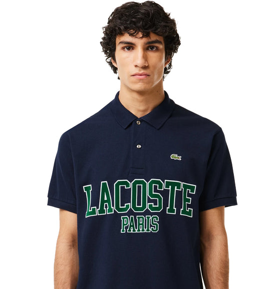 Lacoste Flocked Piqué Polo Shirt (Navy)