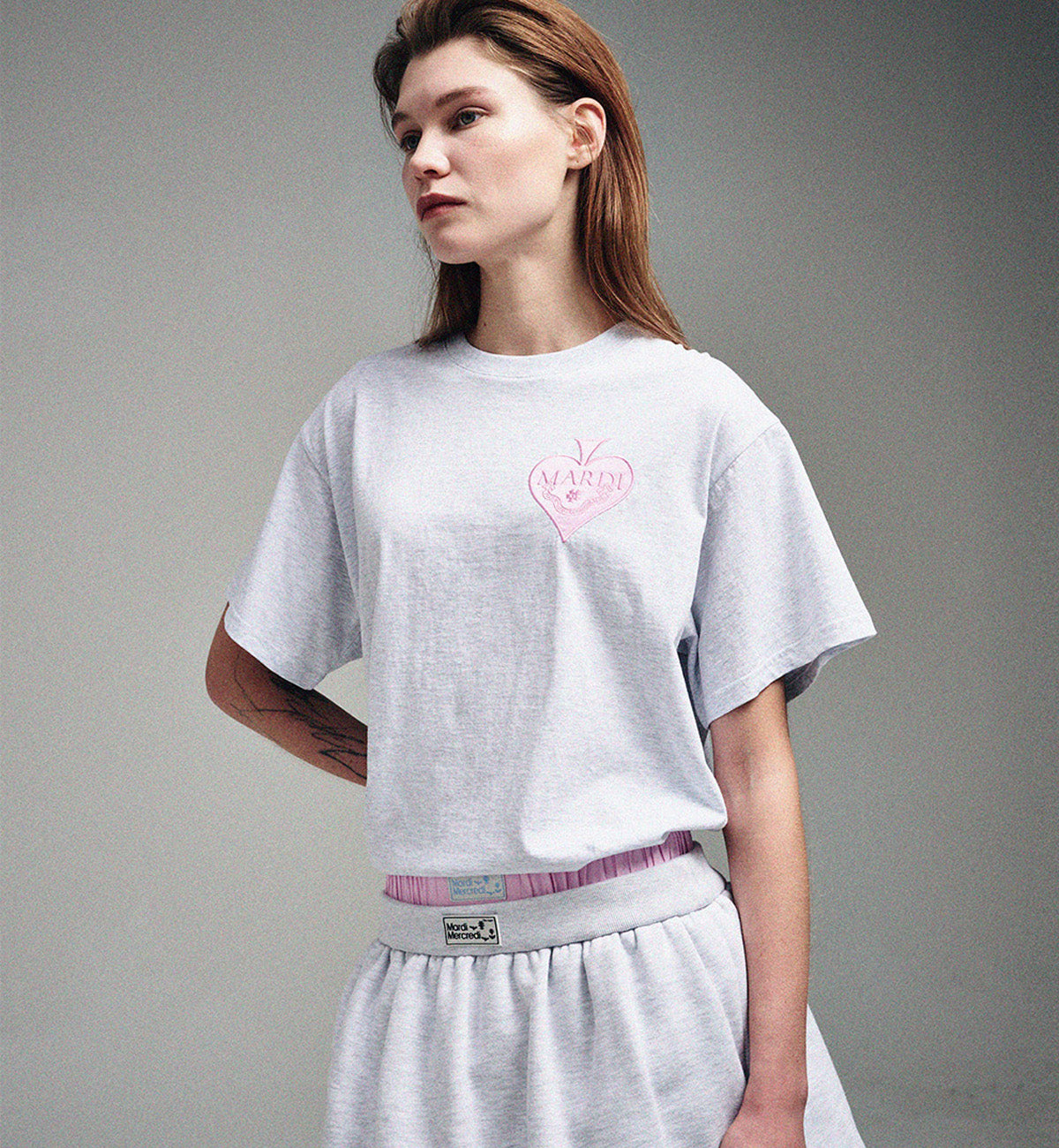 Mardi Mercredi Satin Spade T-Shirt (Heather Pink)