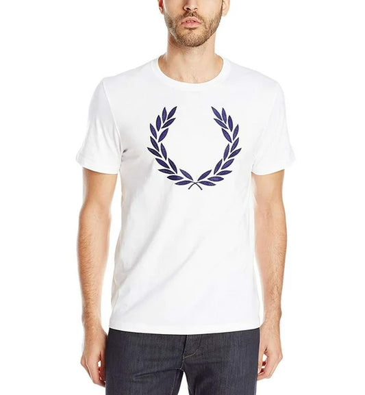 Fred Perry Blue Laurel Wreath Print T-Shirt (White)