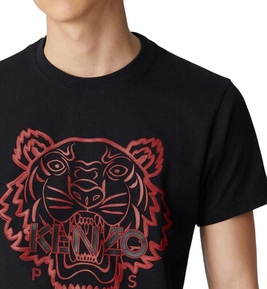 Kenzo Dark Red Tiger Printed T-Shirt (Black)