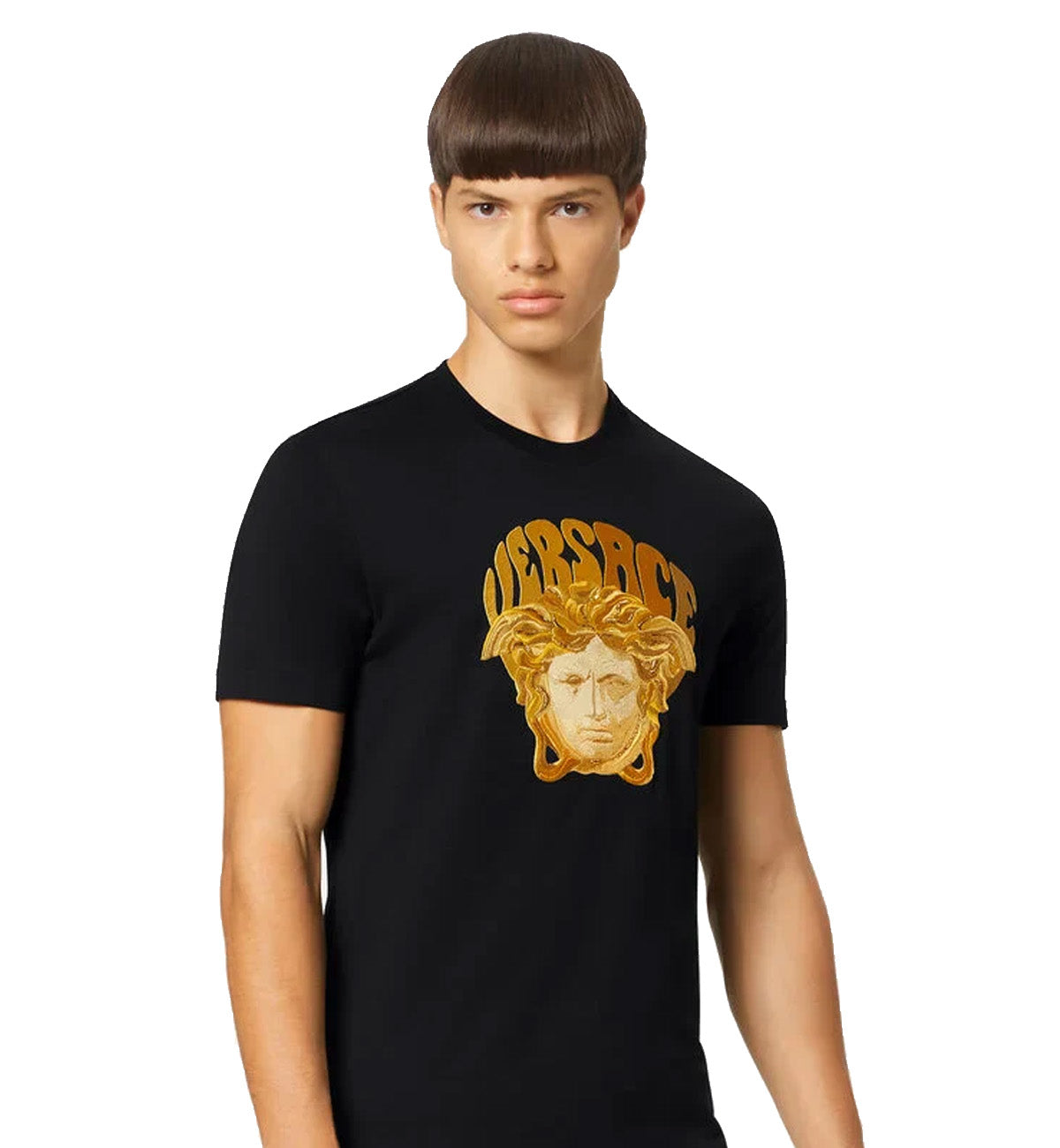 Versace Embroidered Medusa Music T-Shirt (Black)