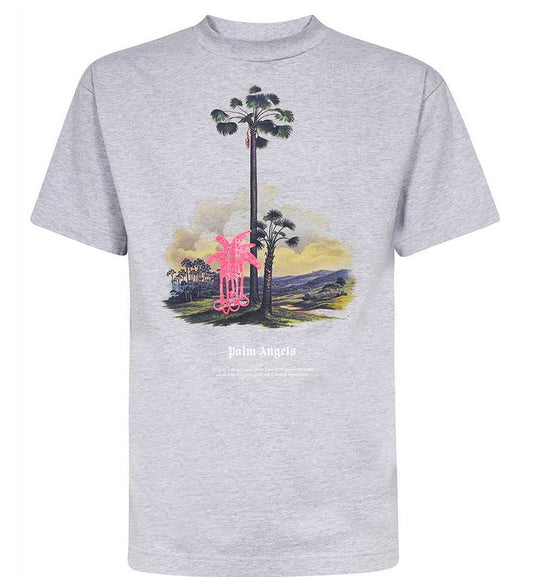Palm Angels Grey 2023 Crew-Neck T-Shirt