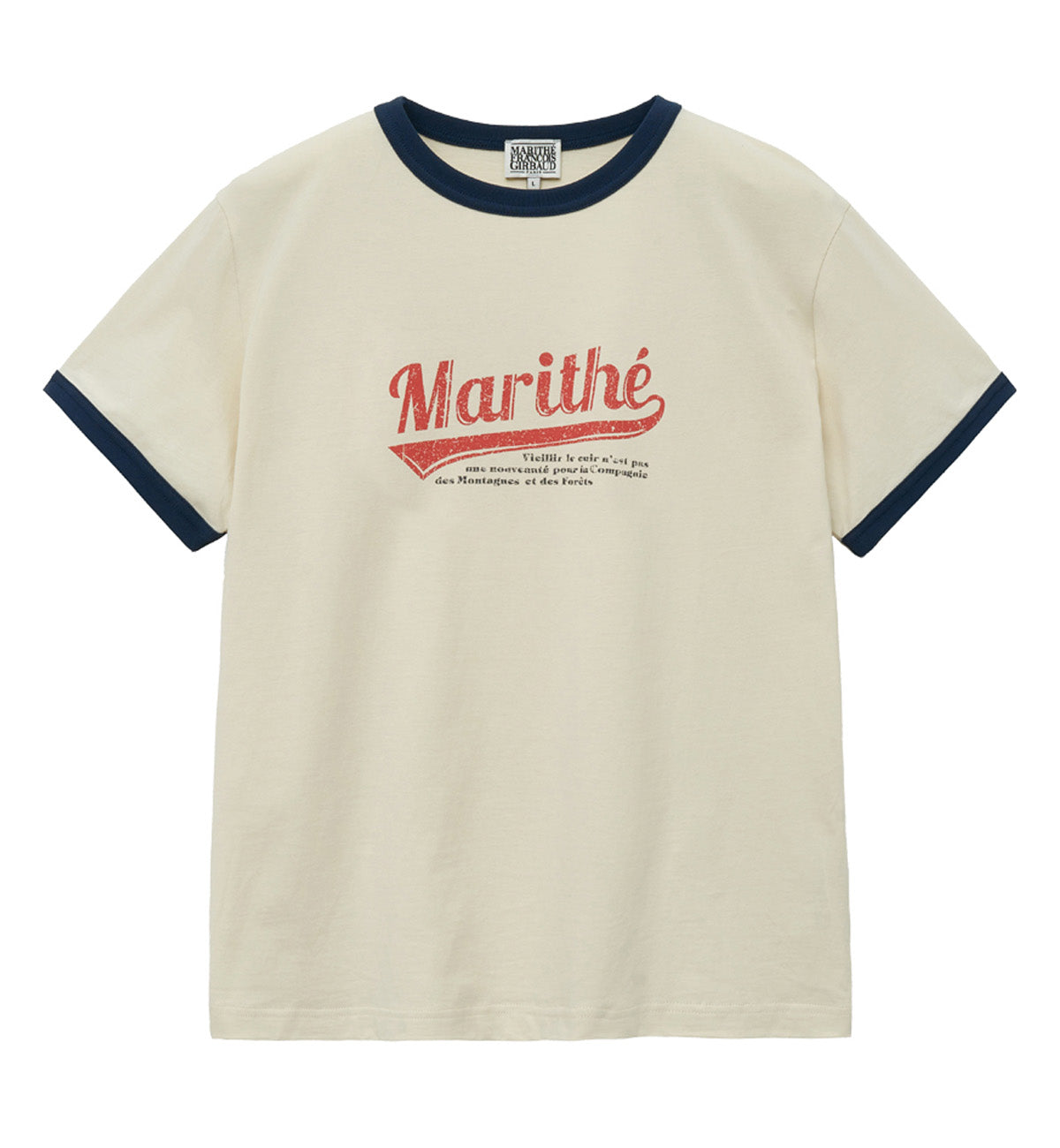 Marithe Vintage Baseball Ringer T-Shirt (Ivory)