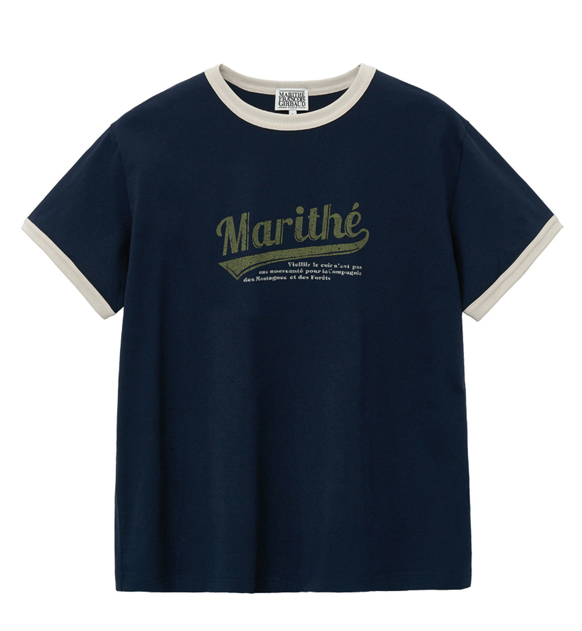 Marithe Vintage Baseball Ringer T-Shirt (Navy)