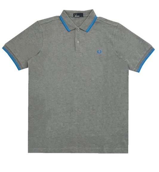 Fred Perry Blue Double Stripe Grey Polo Shirt
