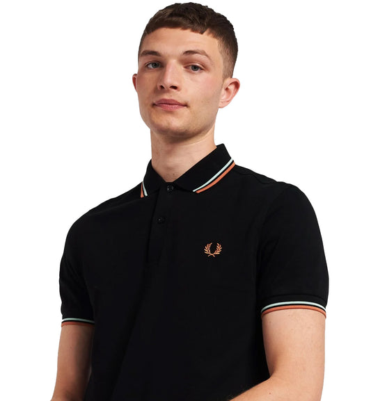 Fred Perry Orange Ice Stripe Black Polo Shirt