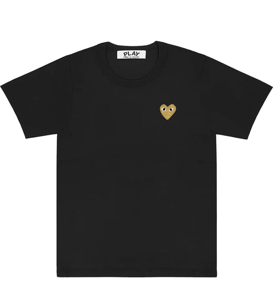 CDG Play Gold Heart T-Shirt (Black)