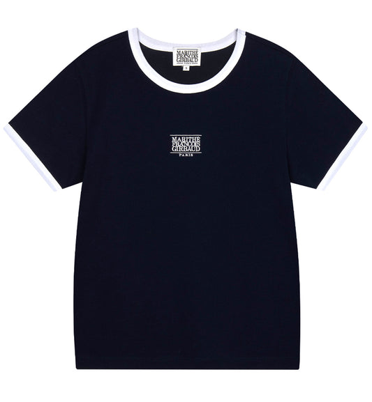 Marithe W Classic Logo Ringer T-Shirt (Navy)