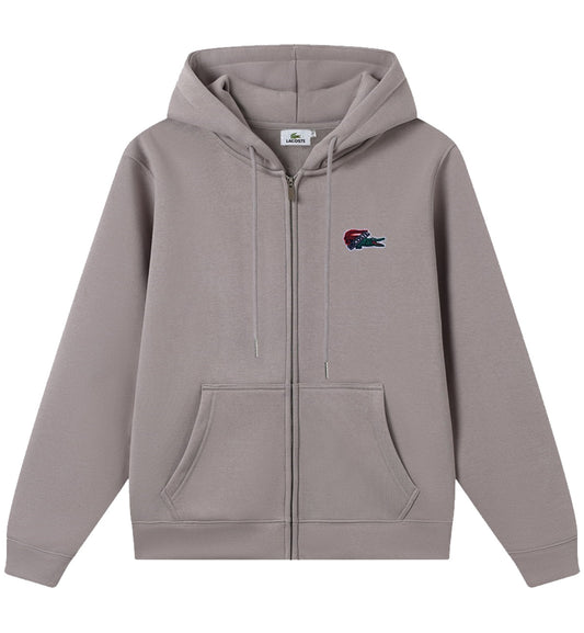 Lacoste Zipped Hoodie (Light Grey)