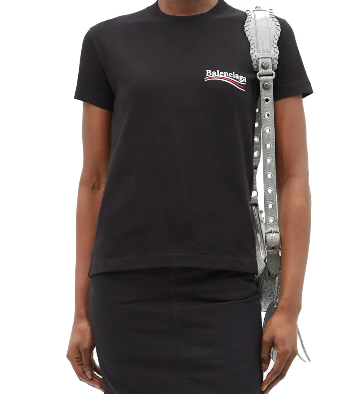 Balenciaga Political Campaign Embroidered Logo T-shirt (Black)