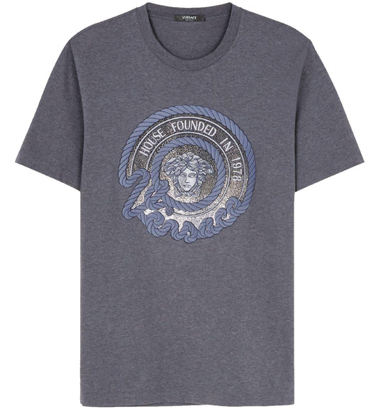 Versace Crystal Nautical Medusa T-Shirt (Grey)