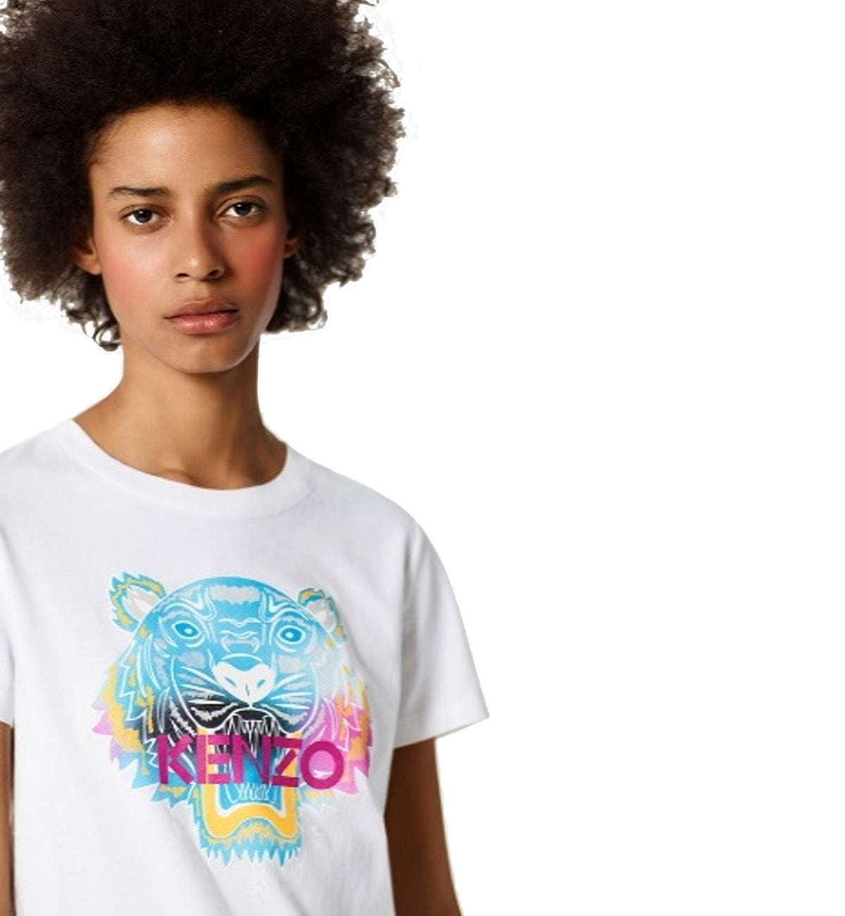 Kenzo Female Gradient Tiger Logo T-Shirt (White)