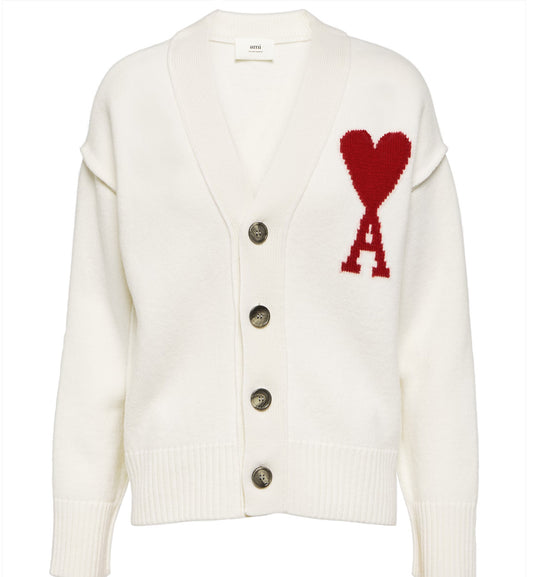 Ami Paris Cardigan Button Jacket (White)