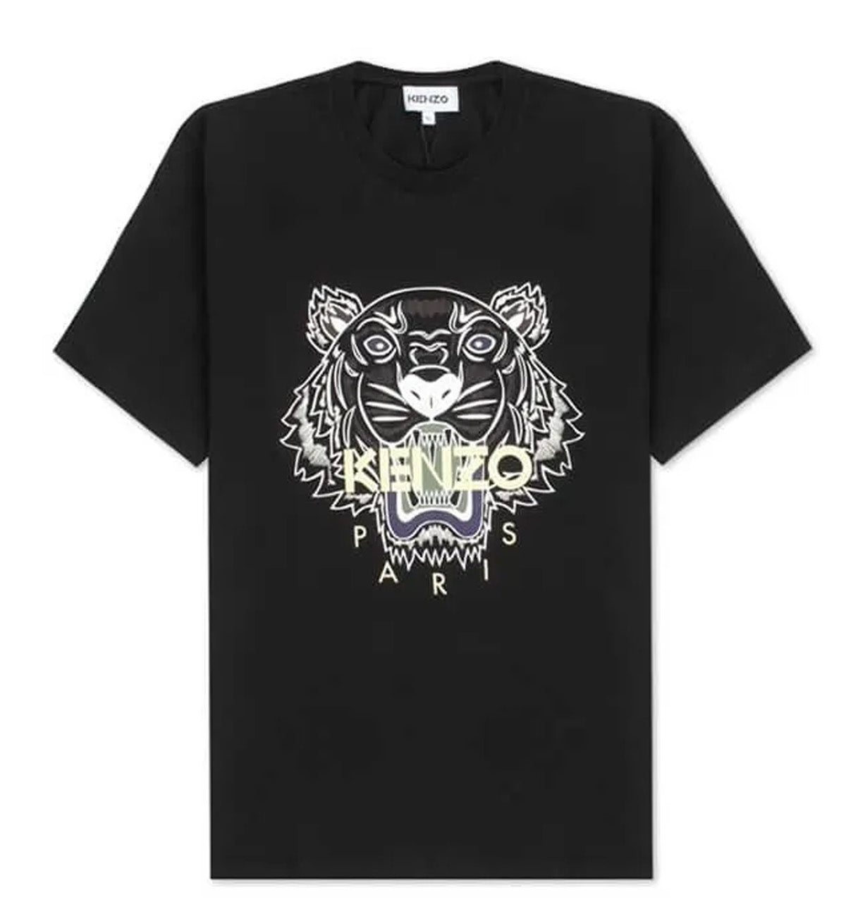 Kenzo Light Yellow Tiger Printed T-Shirt (Black)