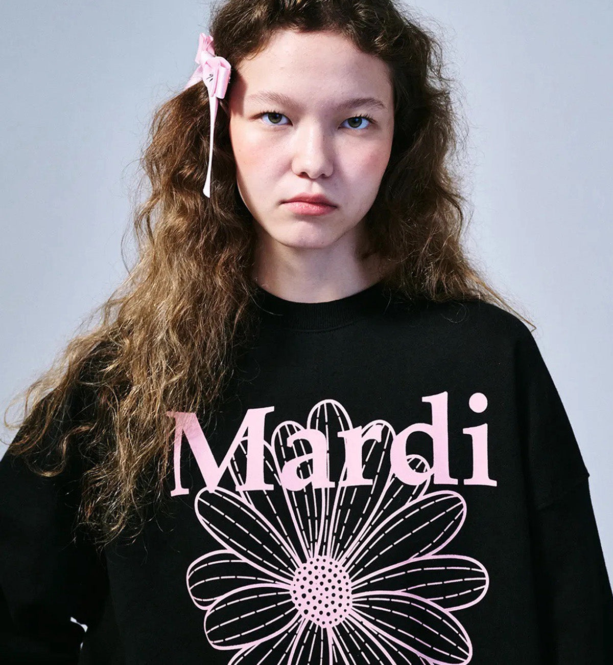 Mardi Mercredi Flower Mardi Sweatshirt (Black Pink)