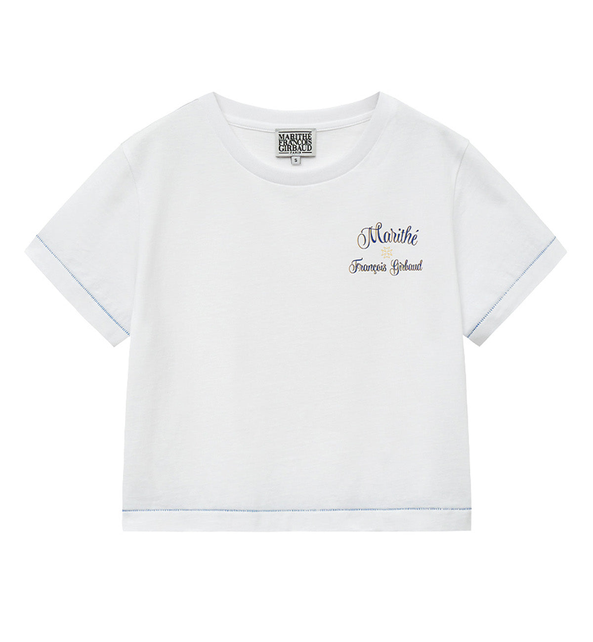 Marithe W Rolling Logo Crop T-Shirt (White)