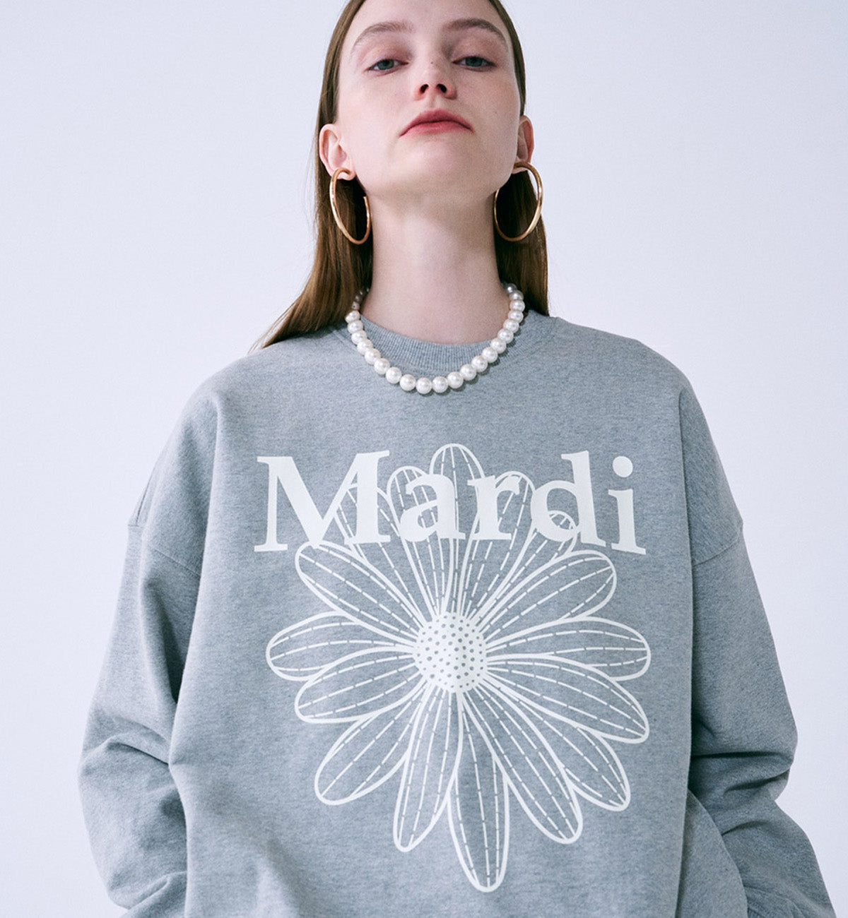 Mardi Mercredi Flower Mardi Sweatshirt (Grey Ivory)