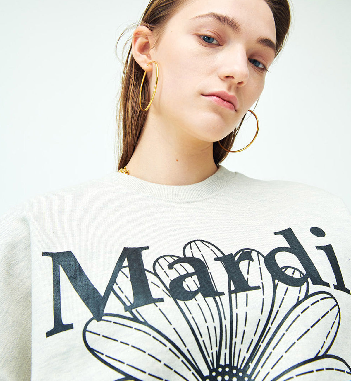 Mardi Mercredi Flower Mardi Sweatshirt (Oathmeal Black)