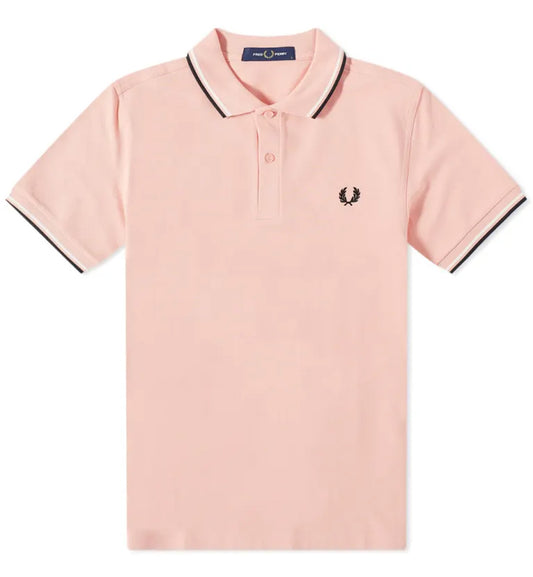 Fred Perry Black White Stripe Pink Polo Shirt