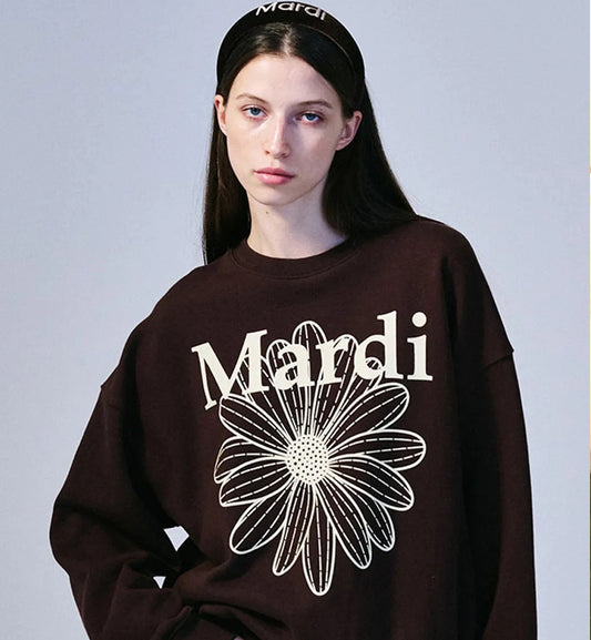 Mardi Mercredi Flower Mardi Sweatshirt (Brown White)