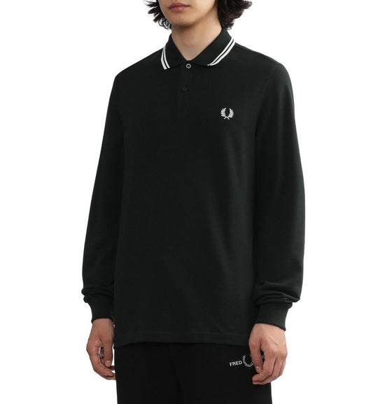 Fred Perry White Twin Tipped Polo Sweatshirt (Dark Green)