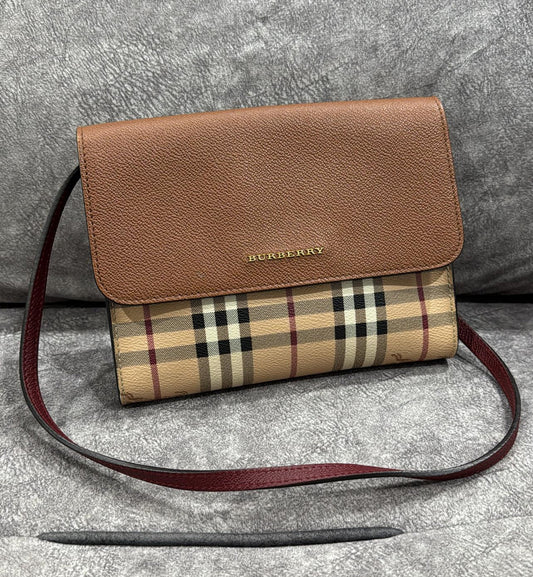 [Pre-Used] Burberry Bag London Brown Checkered