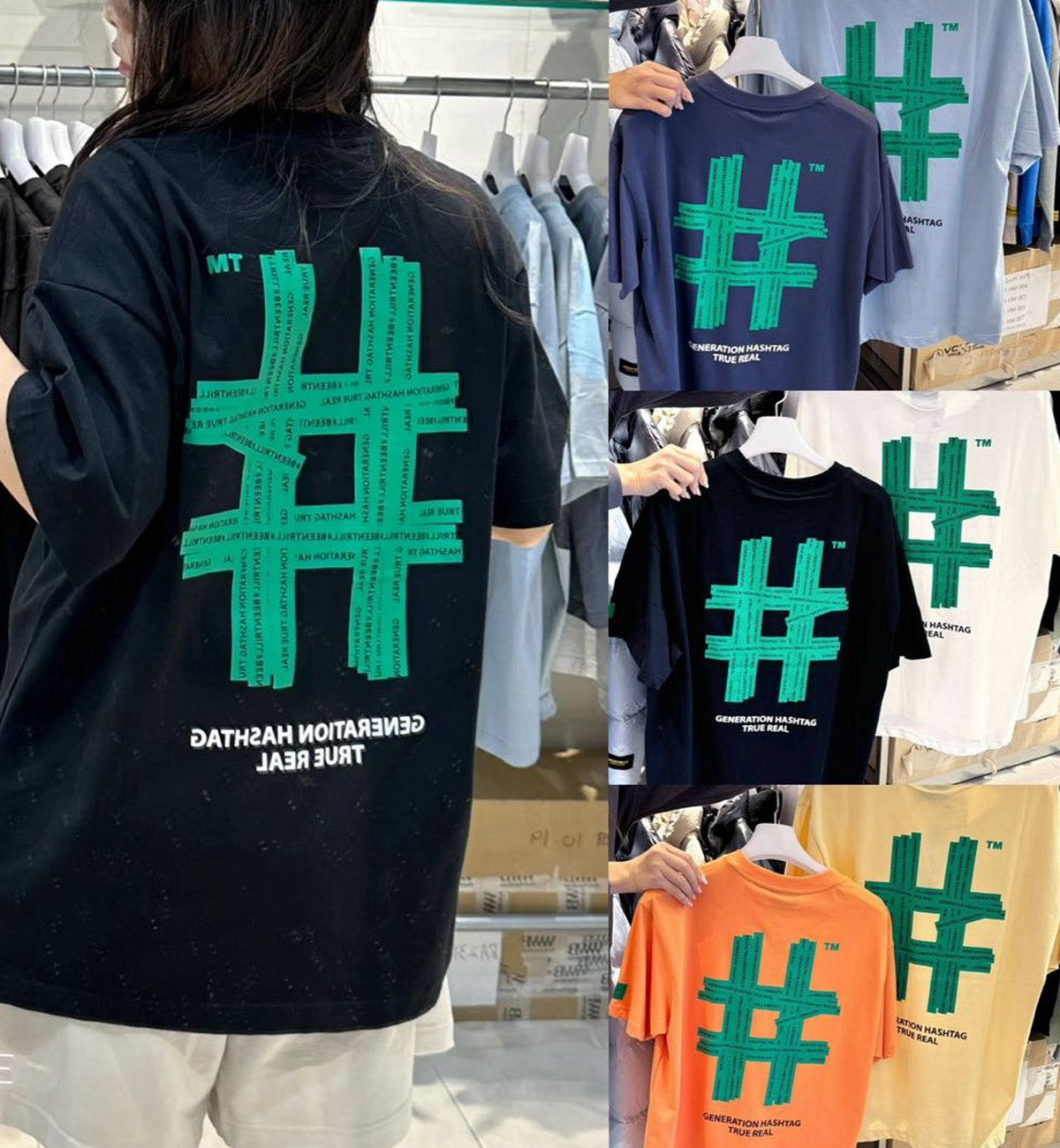 BEENTRILL Green Taping Hashtag T-Shirt