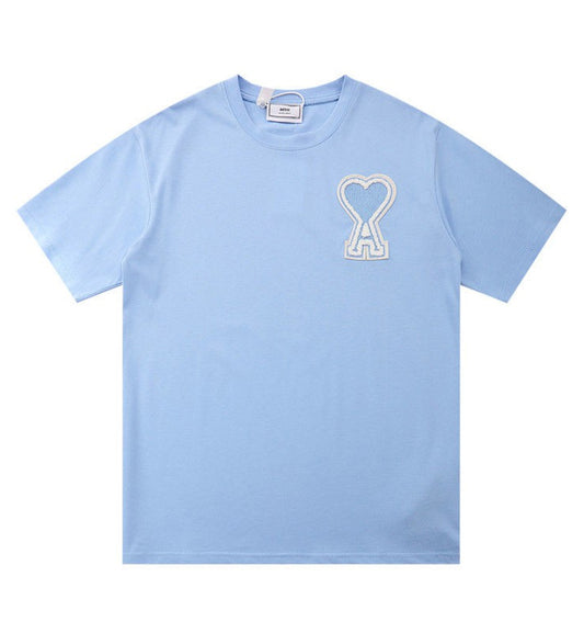 Ami de Coeur Outline Heart T-shirt (Cyan)