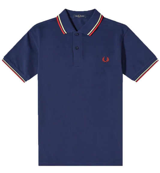 Fred Perry Red White Stripe Polo Navy Shirt