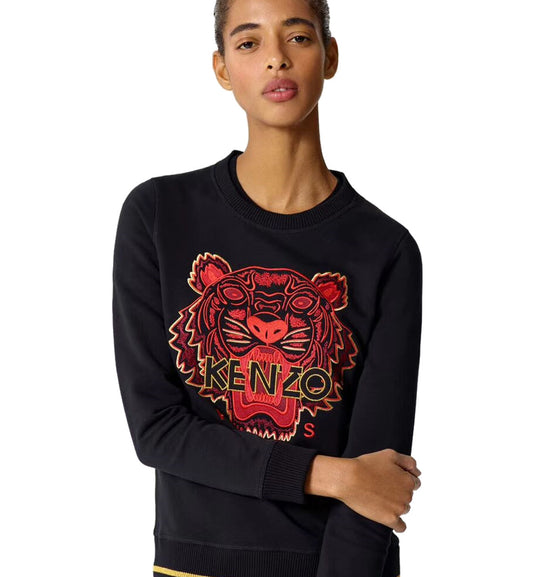 Kenzo Red Gold Embroidered Tiger Logo Sweatshirt