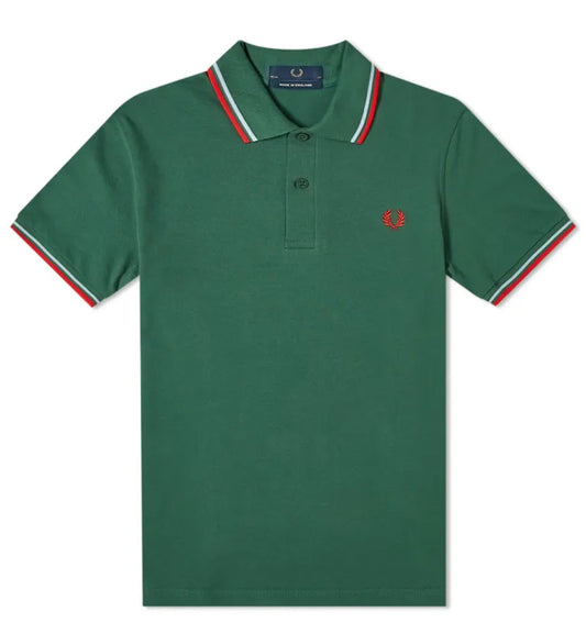 Fred Perry Red Mint Stripe Tartan Green Polo Shirt