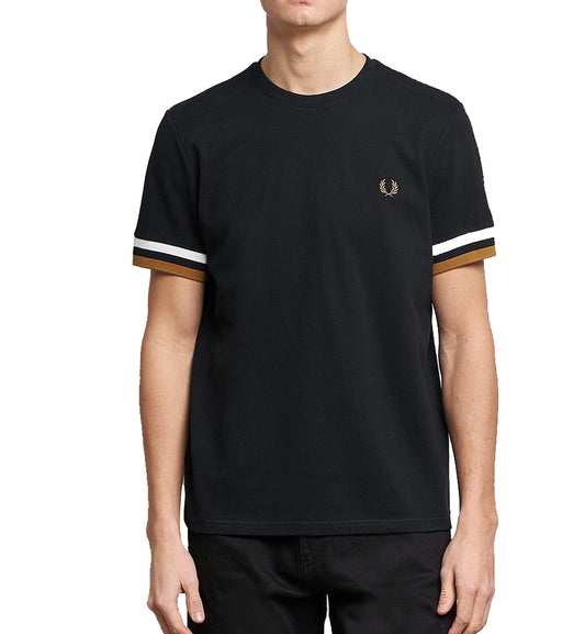 Fred Perry Bold Tipped Pique Black T-Shirt (Black)