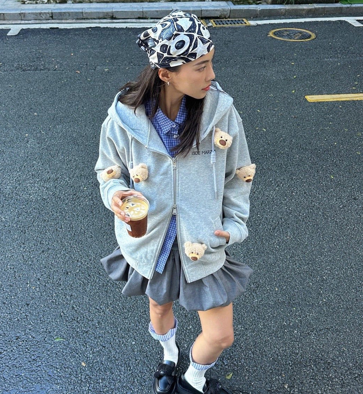 13DE MARZO Doozoo Full Zipper Hoodie (Grey)